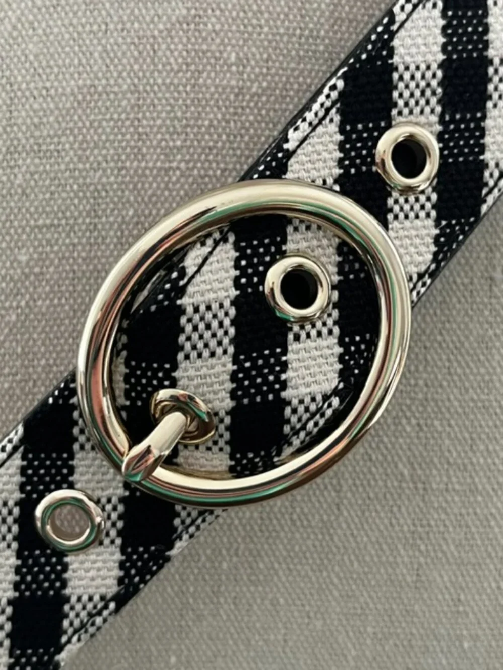 Talbots Belt Black White Check Silver Tone Buckle Size Small